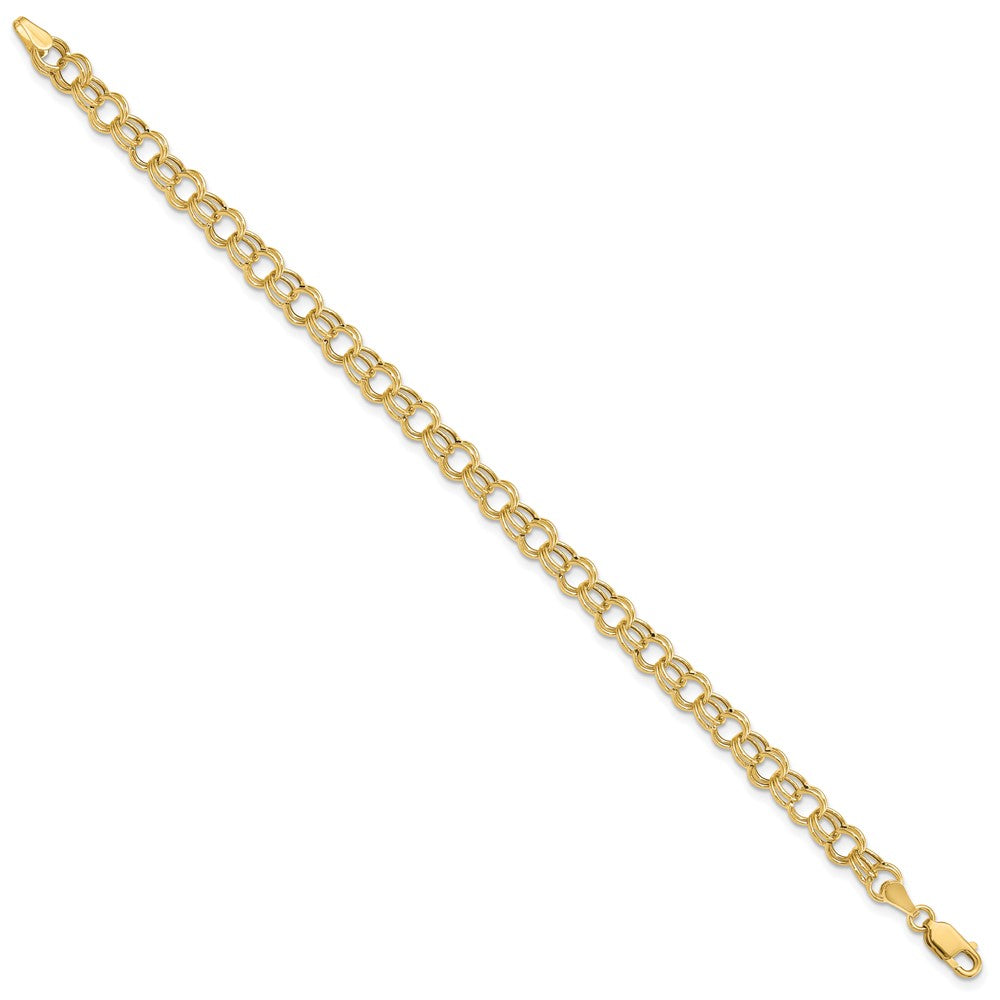 10K Gelbgold Hohl Doppelt Glieder Charm Armband