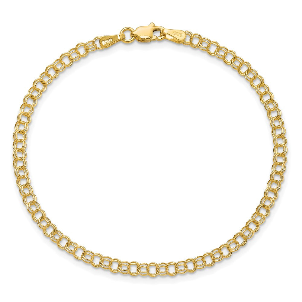 10K Gelbgold 3.5mm Massiv Doppelt Glieder Charm Armband