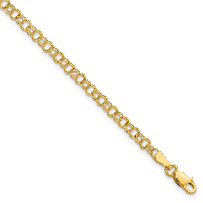 10K Gelbgold 3.5mm Massiv Doppelt Glieder Charm Armband