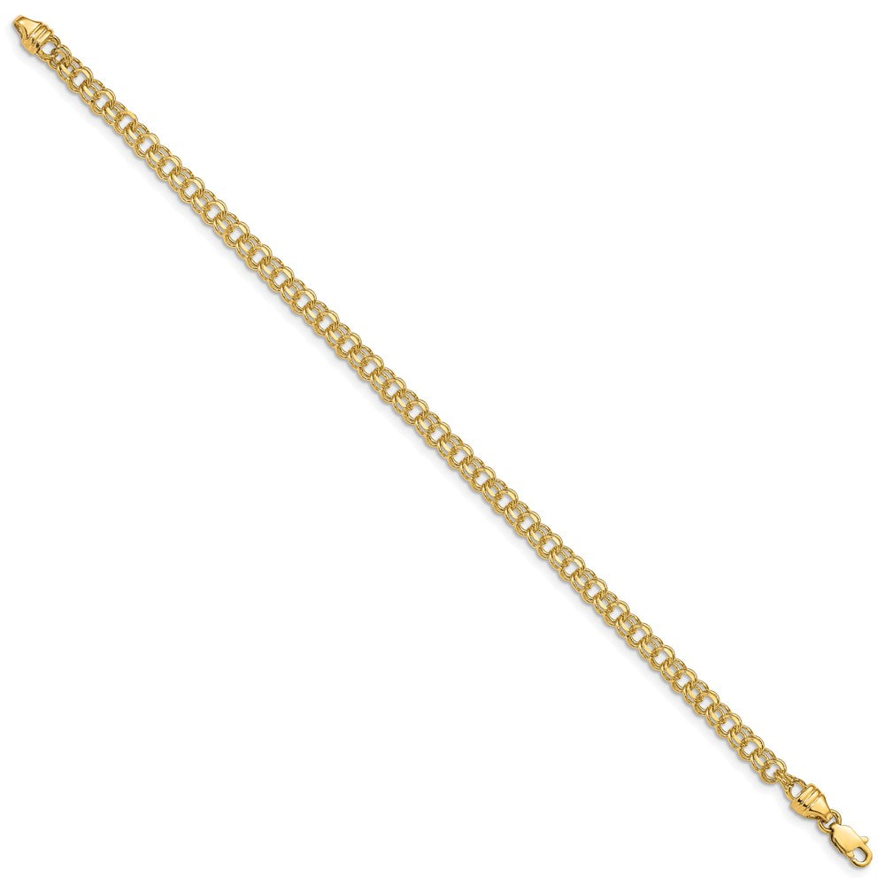 10K Gelbgold 8 Zoll 3.75mm Massiv Doppelt Glieder Charm Armband