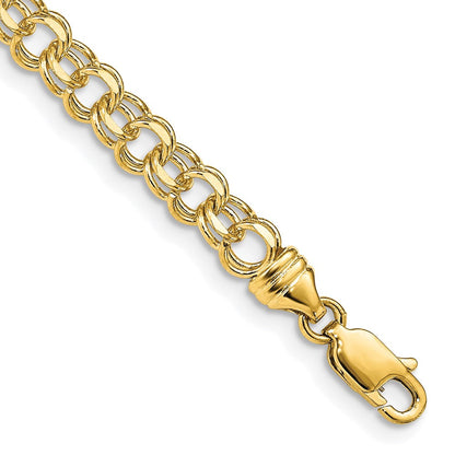 10K Gelbgold 8 Zoll 4.75mm Massiv Doppelt Glieder Charm Armband