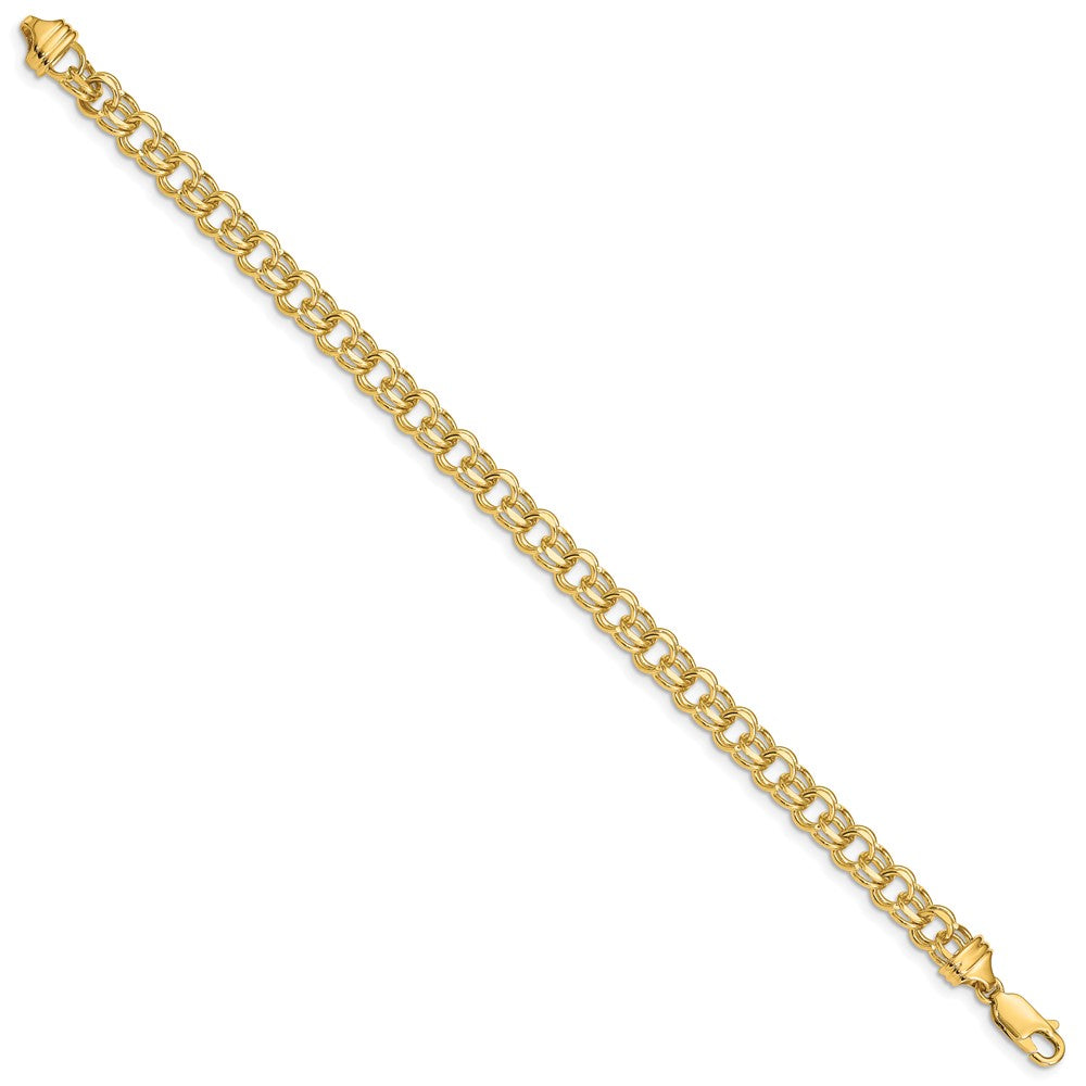 10K Gelbgold 7 Zoll 5.5mm Massiv Doppelt Glieder Charm Armband