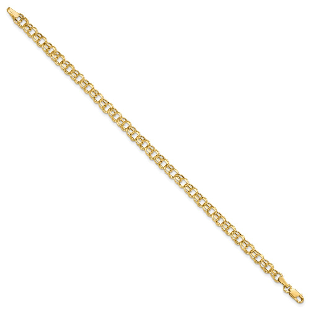 10K Gelbgold 7 Zoll 4.5mm Hohl Diamantiert Doppelt Glieder Charm Armband