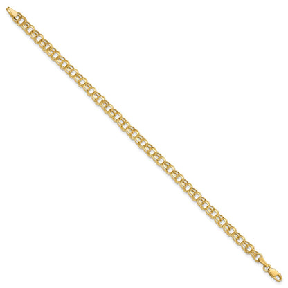 10K Gelbgold 7 Zoll 4.5mm Hohl Diamantiert Doppelt Glieder Charm Armband