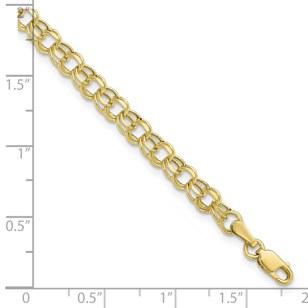 10K Gelbgold 7 Zoll 4.5mm Hohl Diamantiert Doppelt Glieder Charm Armband