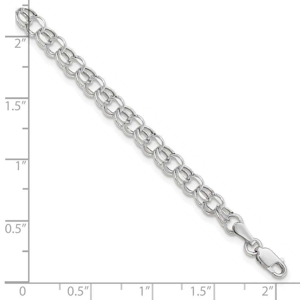 10K Weißgold 6 Zoll 4.5mm Hohl Diamant-cut Dbl Glieder Charm Armband