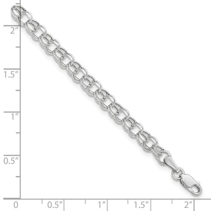 10K Weißgold 6 Zoll 4.5mm Hohl Diamant-cut Dbl Glieder Charm Armband