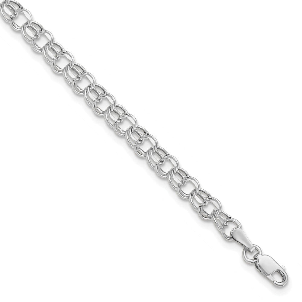 10K Weißgold 6 Zoll 4.5mm Hohl Diamant-cut Dbl Glieder Charm Armband