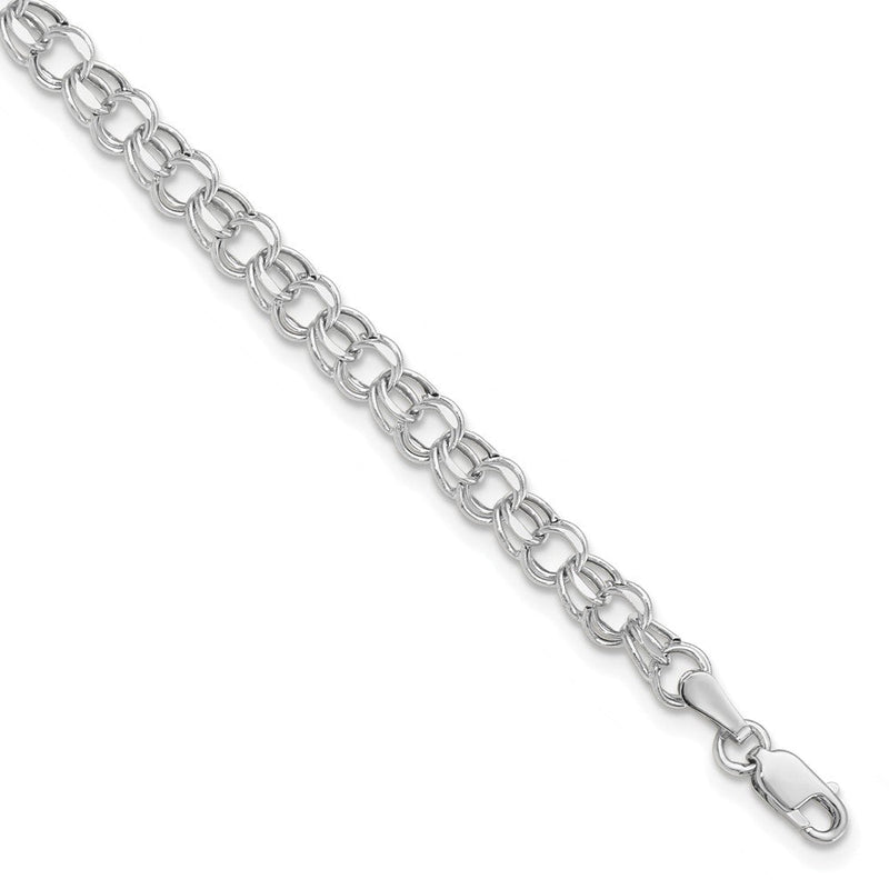 10K Weißgold 6 Zoll 4.5mm Hohl Diamant-cut Dbl Glieder Charm Armband
