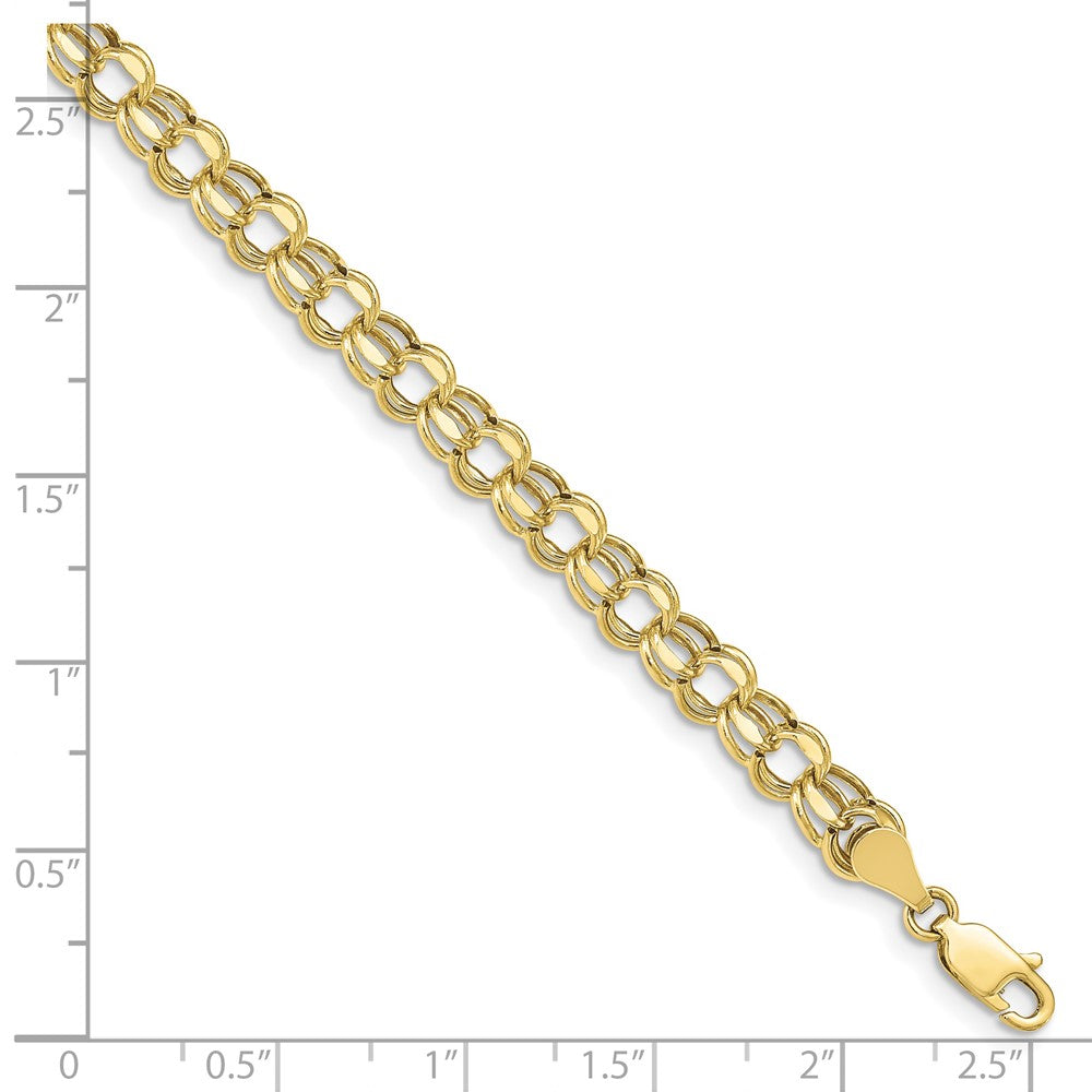 10K Gelbgold 7 Zoll 5.5mm Hohl Diamantiert Doppelt Glieder Charm Armband