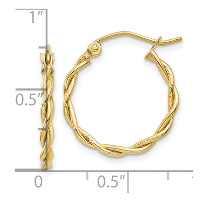 10K Gelbgold Poliert 2.25mm Gedreht Creolen