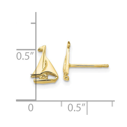 10K Gelbgold Sail Boot Ohrringe