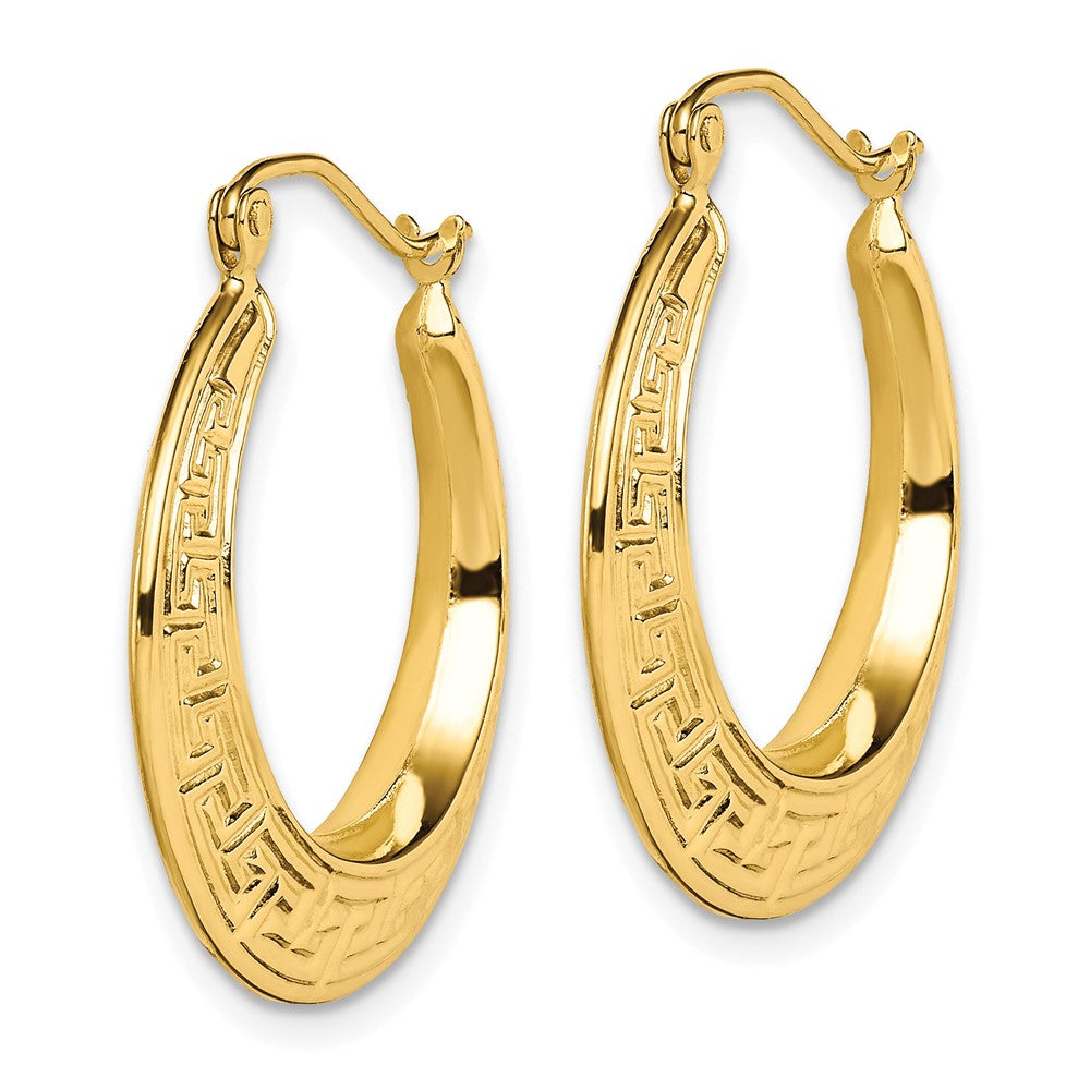 10K Gelbgold Poliert Hohl Greek Key Ohrringe