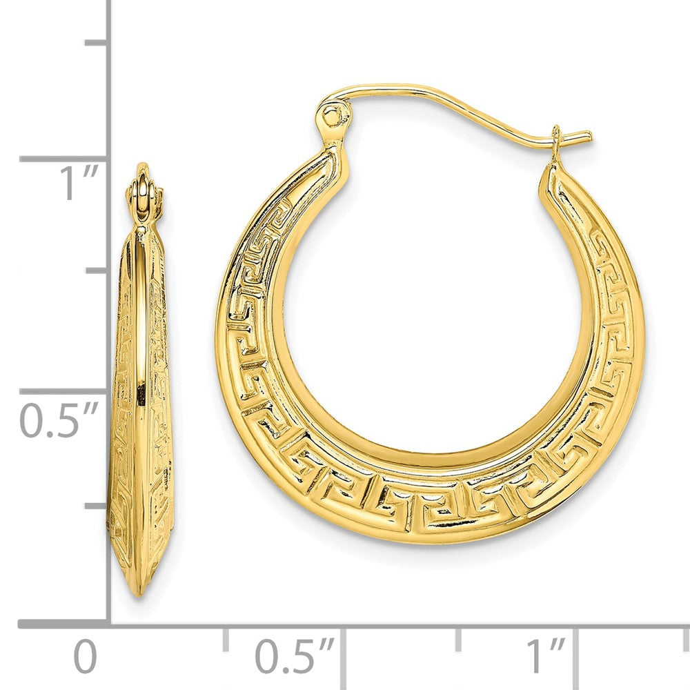 10K Gelbgold Poliert Hohl Greek Key Ohrringe
