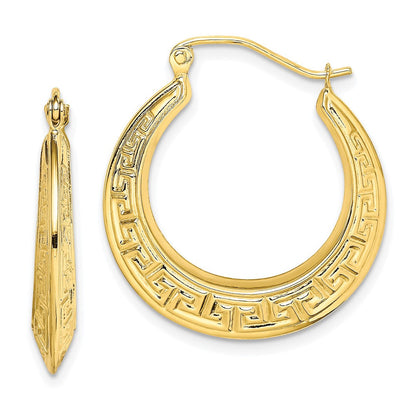 10K Gelbgold Poliert Hohl Greek Key Ohrringe