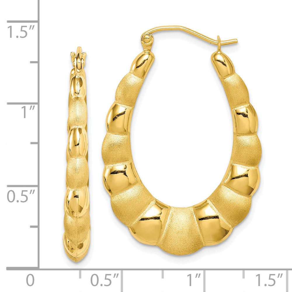 10K Gelbgold Satiniert und Poliert Hohl Fantasie Ohrringe