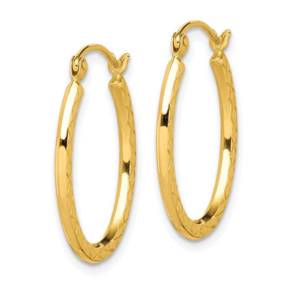 10K Gelbgold Strukturiert Hohl Oval Creolen