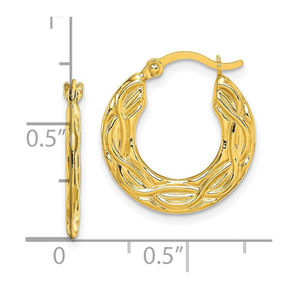 10K Gelbgold Gemustert Hohl Creolen