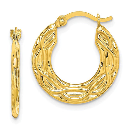10K Gelbgold Gemustert Hohl Creolen