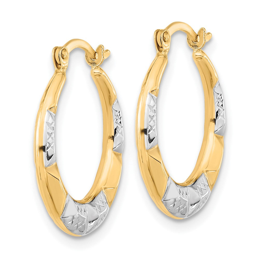 10K Gelb mit Rhodium und Rhodium Hohl Creolen