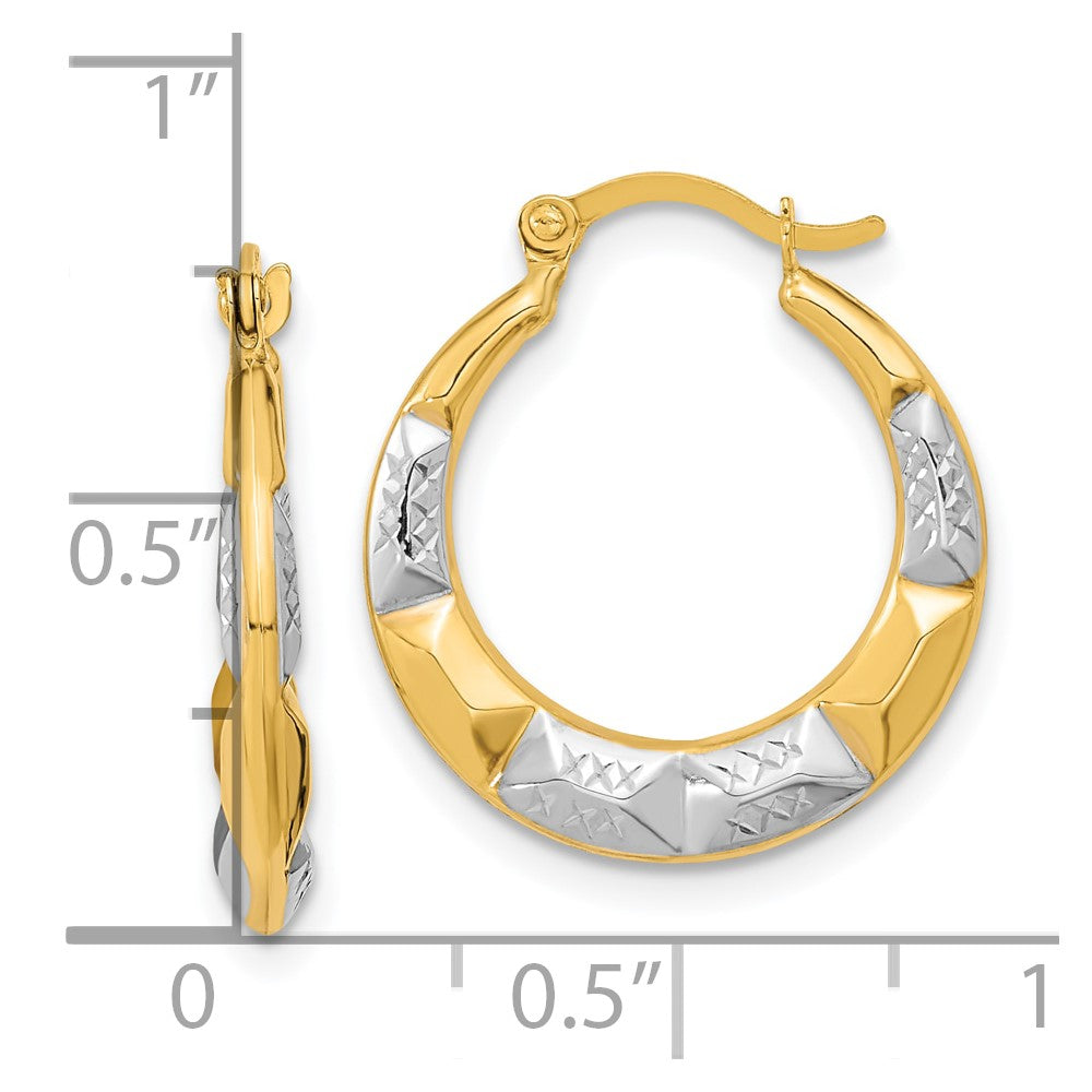 10K Gelb mit Rhodium und Rhodium Hohl Creolen
