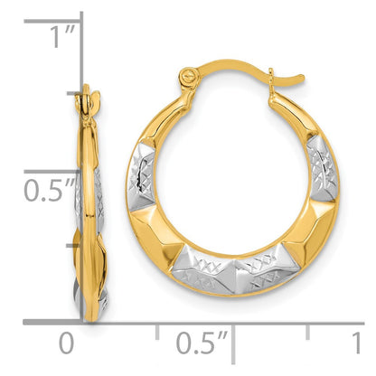 10K Gelb mit Rhodium und Rhodium Hohl Creolen