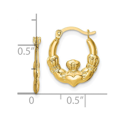 10K Gelbgold Claddagh Hohl Creolen