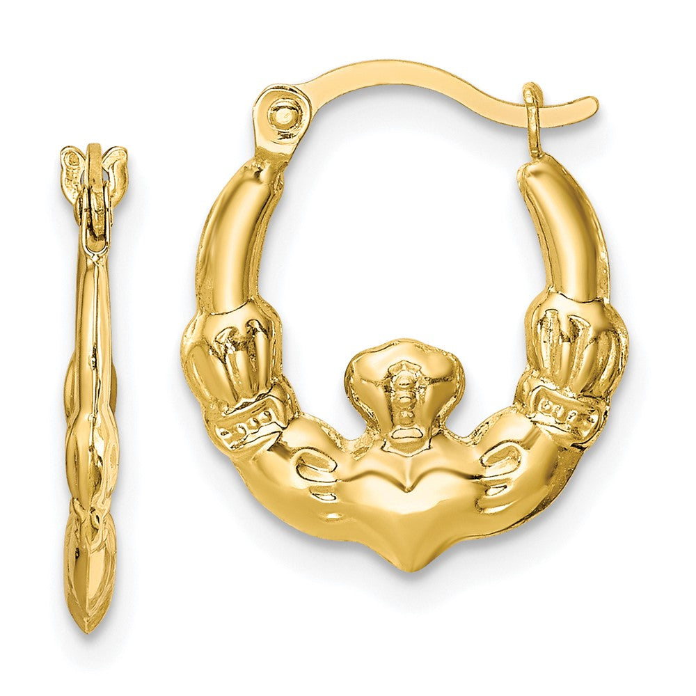 10K Gelbgold Claddagh Hohl Creolen