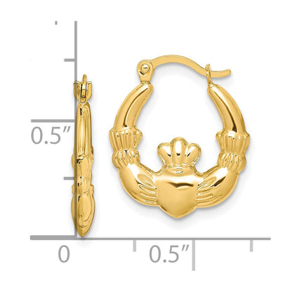 10K Gelbgold Claddagh Hohl Creolen