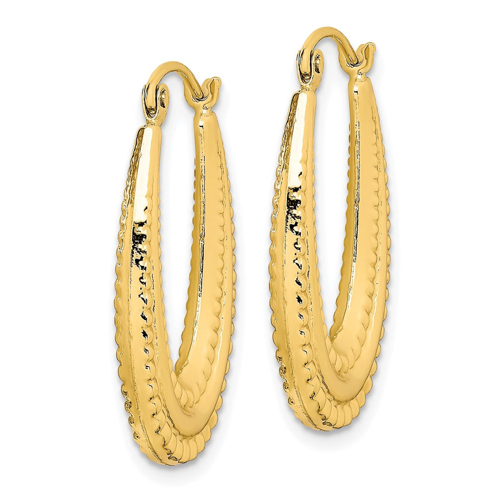 10K Gelbgold Strukturiert Oval Hohl Creolen