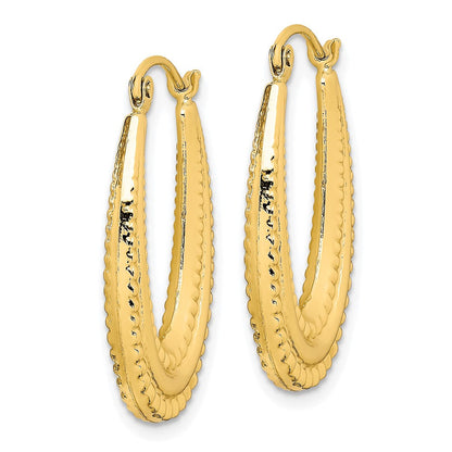 10K Gelbgold Strukturiert Oval Hohl Creolen
