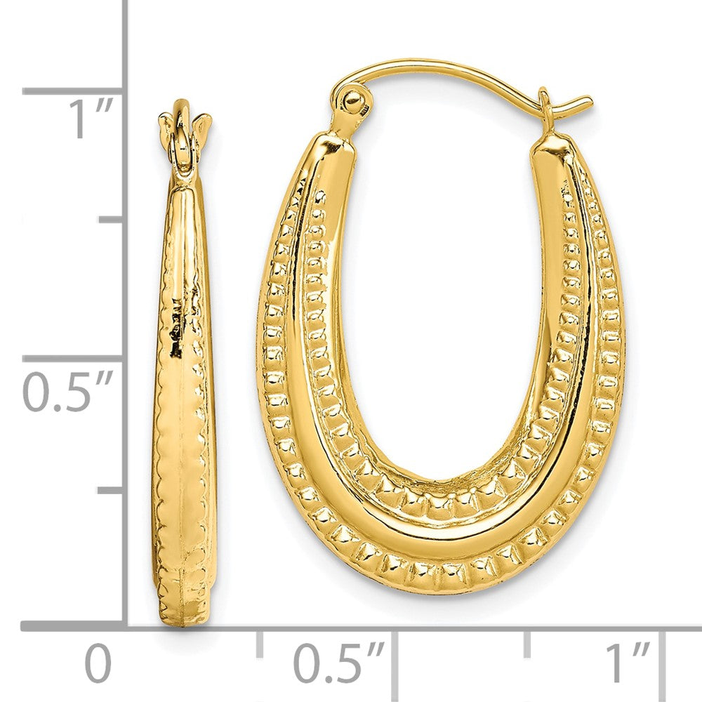 10K Gelbgold Strukturiert Oval Hohl Creolen