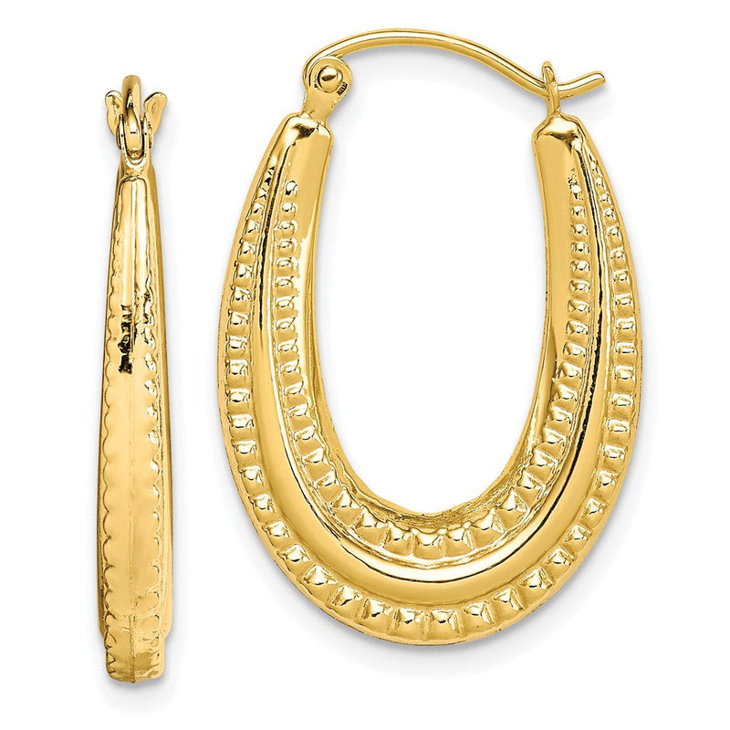 10K Gelbgold Strukturiert Oval Hohl Creolen