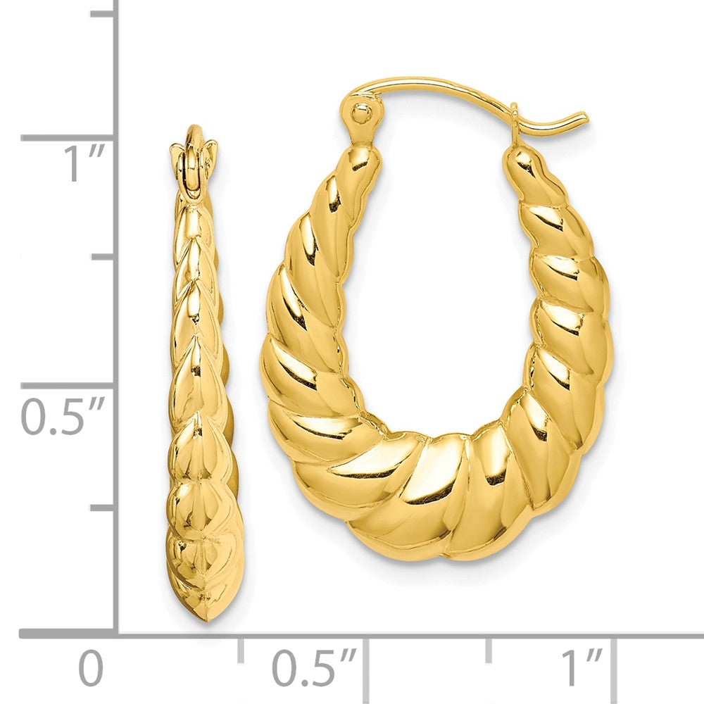 10K Gelbgold Poliert Gedreht Hohl Creolen