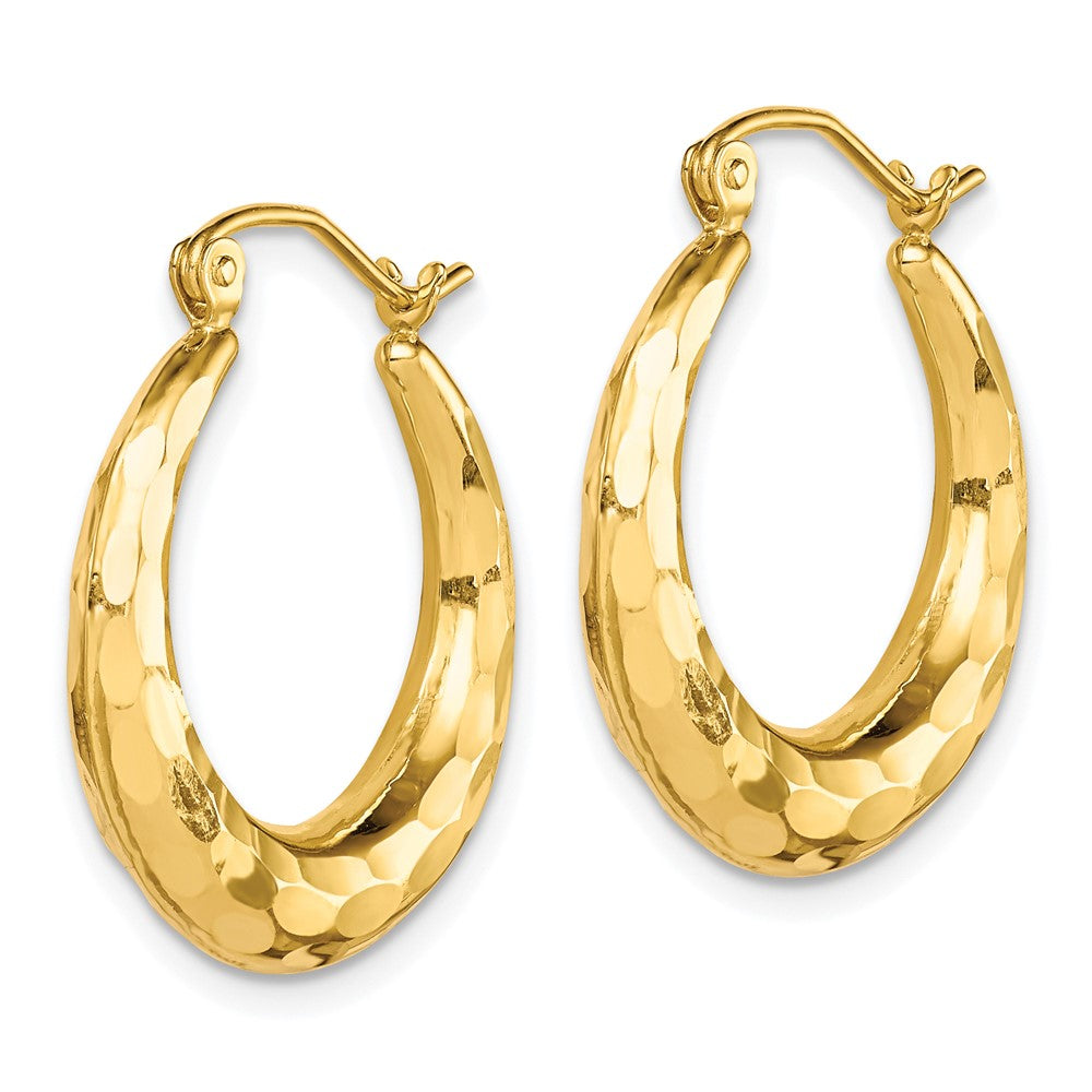 10K Gelbgold Poliert & Diamantiert Creolen