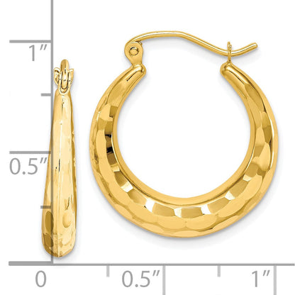 10K Gelbgold Poliert & Diamantiert Creolen