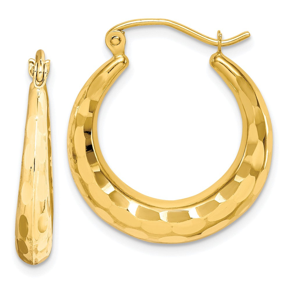 10K Gelbgold Poliert & Diamantiert Creolen