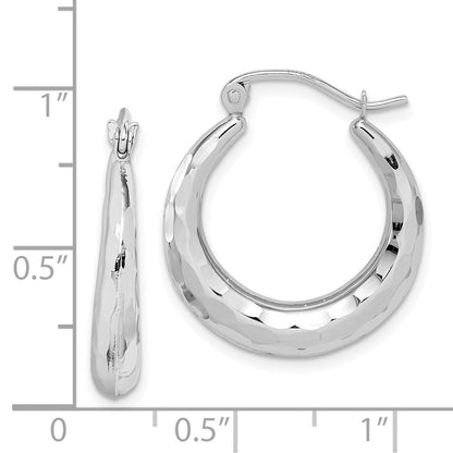 10K Weißgold Poliert & Diamantiert Creolen
