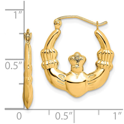 10K Gelbgold Poliert Claddagh Creolen