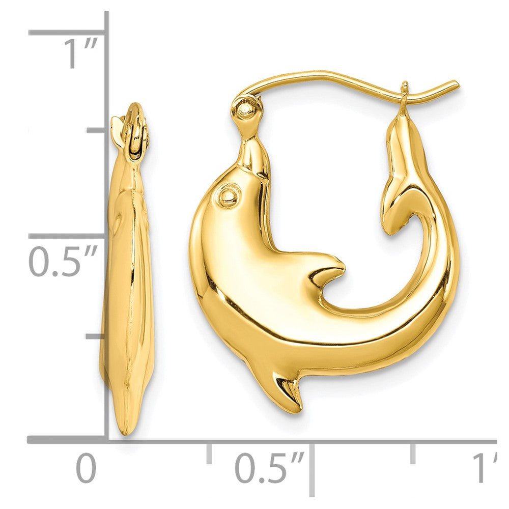 10K Gelbgold Poliert Delfin Creolen