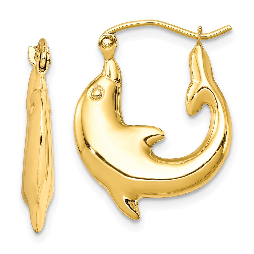 10K Gelbgold Poliert Delfin Creolen