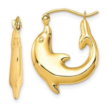 10K Gelbgold Poliert Delfin Creolen