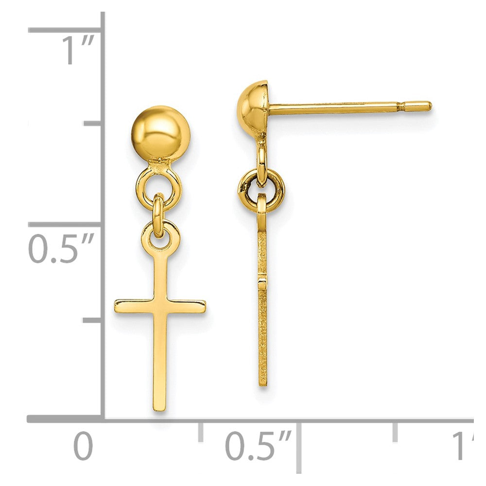 10K Gelbgold Yg Poliert Kreuz Hängend Ohrstecker