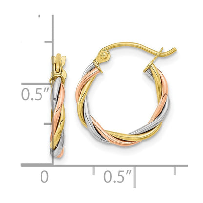 10K Tricolor Poliert 2.5mm Gedreht Creolen