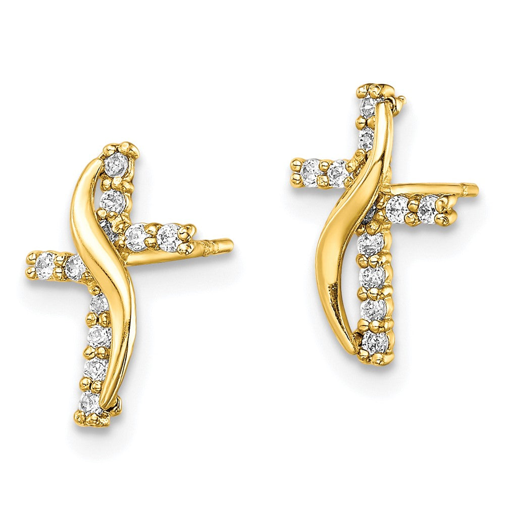 10K Gelbgold Zirkonia Kreuz Ohrstecker