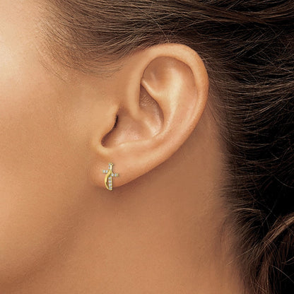 10K Gelbgold Zirkonia Kreuz Ohrstecker