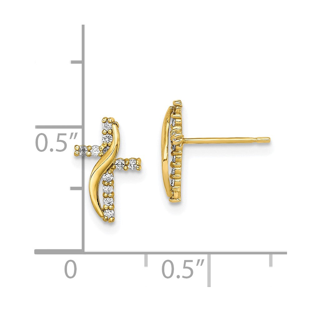 10K Gelbgold Zirkonia Kreuz Ohrstecker