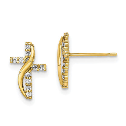 10K Gelbgold Zirkonia Kreuz Ohrstecker