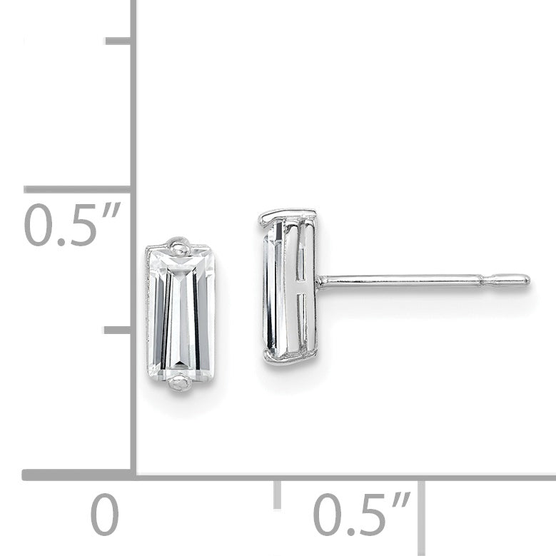 10K Weißgold Poliert Zirkonia Ohrstecker