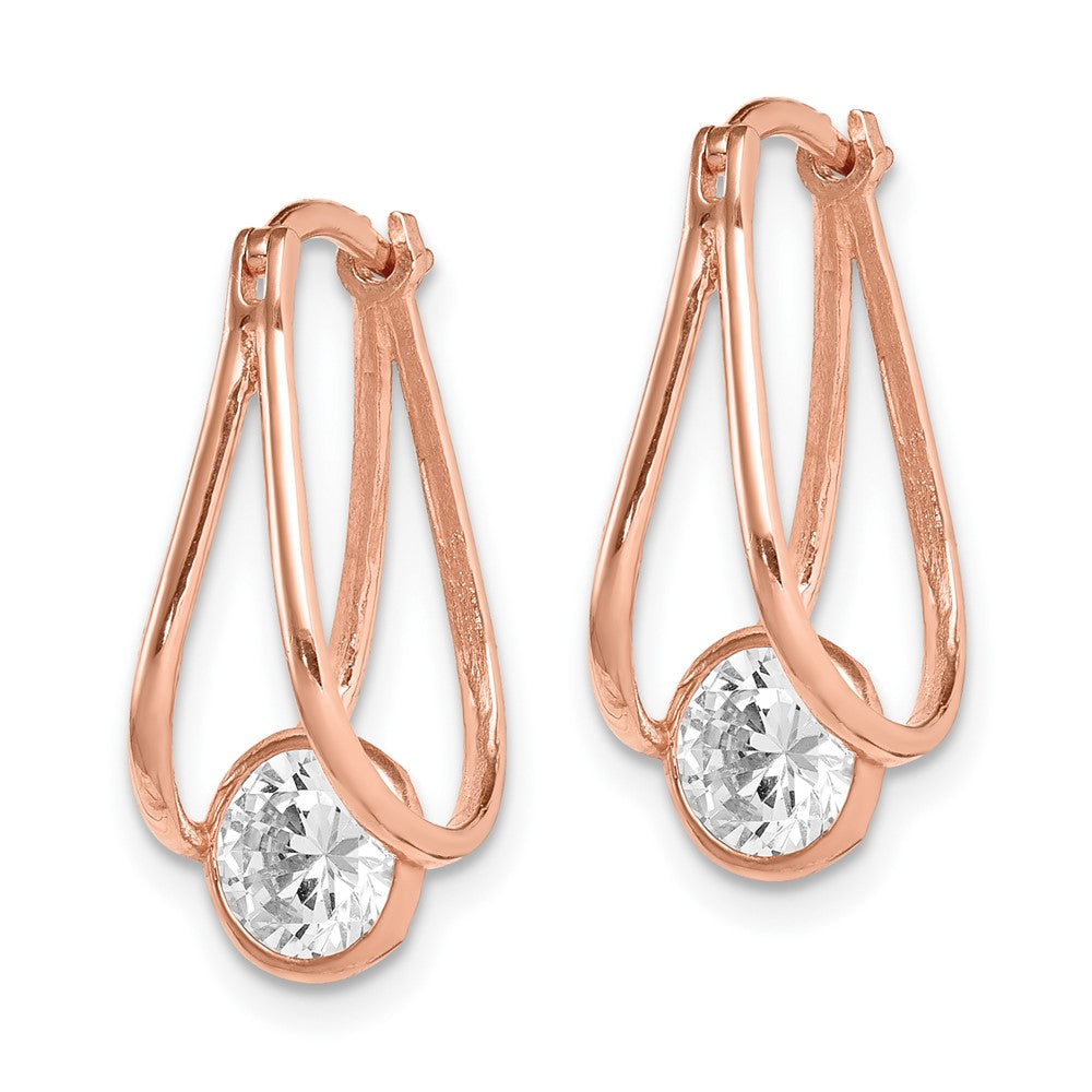 10K Roségold Poliert Zirkonia Creolen